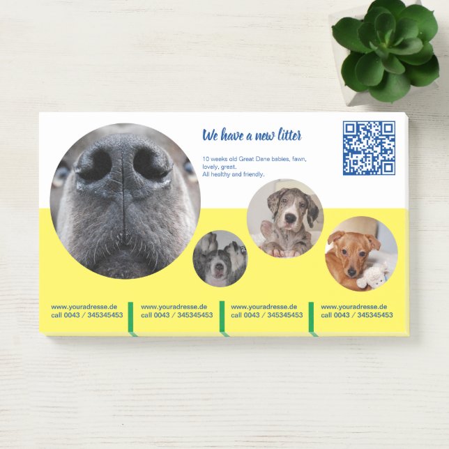 Post-it® Bloc de notes de promotion des chiots (Bureau)