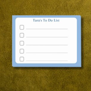 Post-it® Bloc-notes adhésif minimaliste bleu avec nom perso