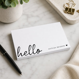 Post-it® Bloc-notes adhésif personnalisé Hello Name minimal