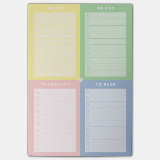 Post-it® Bloc-notes coloré de plusieurs tâches
