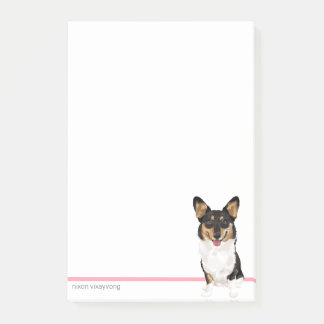 Post-it® Bloc-notes Corgi Personnalisé Stationné Avec Le No