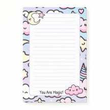 Bloc-notes Cute Pastel Kawaii Unicorn Nuages et ét