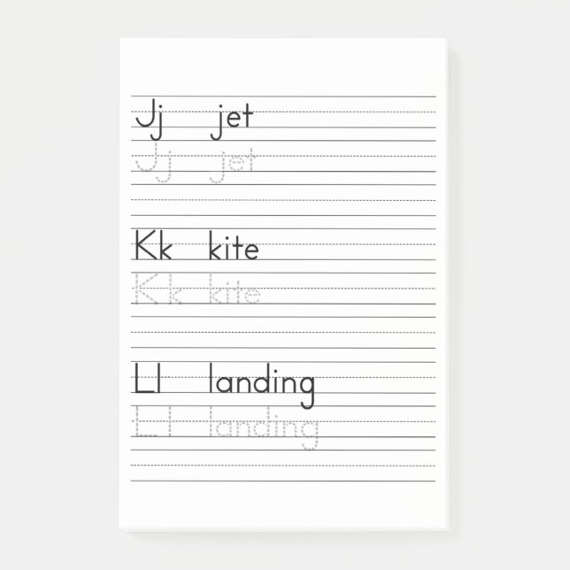 Post-it® Bloc - notes de fiche de travail d'alphabet de (Devant)