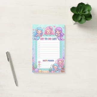 Post-it® Bloc-notes de liste de tâches de la Sirène Kawaii