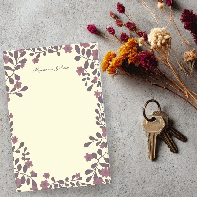 Post-it® Bloc-notes de trames florales de belle automne (Pretty Fall Floral Frame CUSTOM NAME Notepad
)