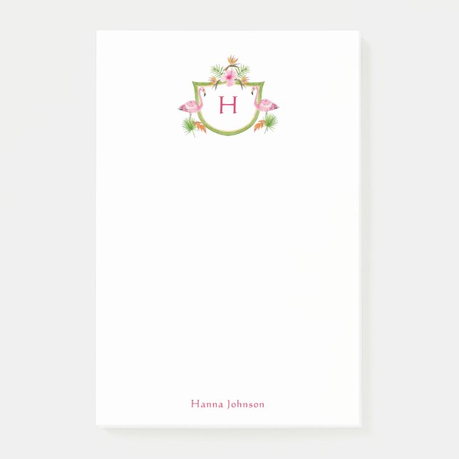 Post-it® Bloc-notes monogrammé fleurs & oiseaux tropicaux (Devant)