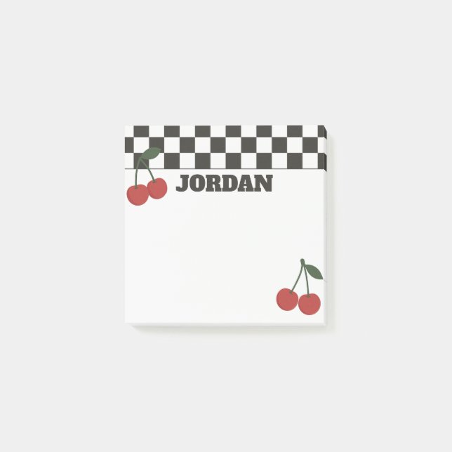 Post-it® Bloc-notes personnalisé à carreaux et cerises tend (Devant)