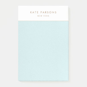 Post-it® Bloc-notes simple et élégant en cuir bleu pastel
