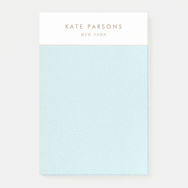 Post-it® Bloc-notes simple et élégant en cuir bleu pastel (Devant)