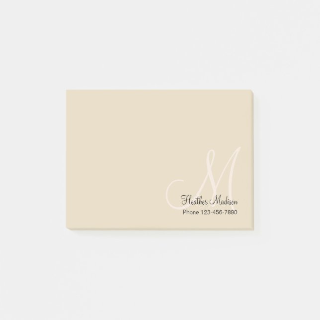 Post-it® Blocs-notes collants de bureau chic de monogramme (Devant)