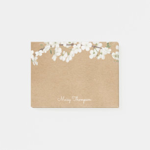 Post-it® Blossom Blanche Nom Kraft Rustique Script