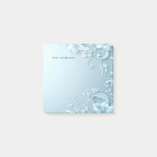 Post-it® Blue Decorative Floral Post it Notes