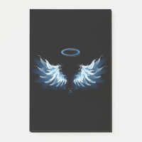 Blue Glowing Angel Wings on black background