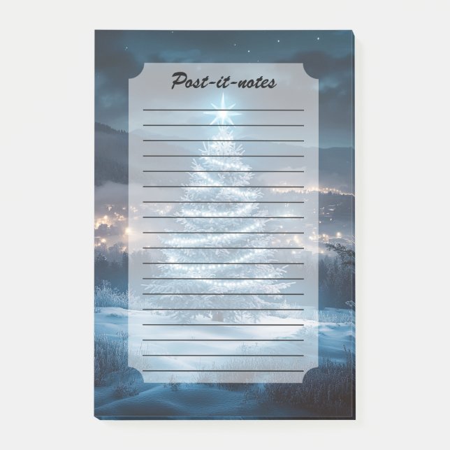 Post-it® Blue Glowing Winter Night Christmas Tree (Devant)