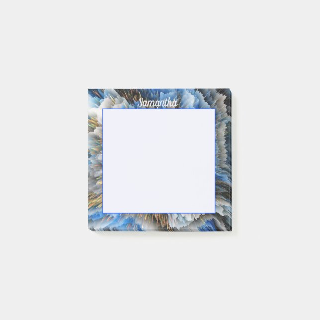 Post-it® Blue Gold Abstrait 3D effet Personnalisé 3x3 (Devant)