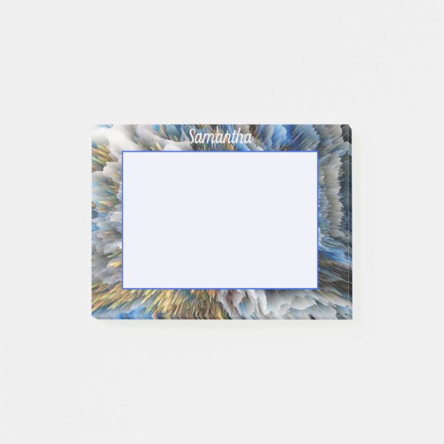 Post-it® Blue Gold Abstrait 3D effet Personnalisé 4x3 (Devant)