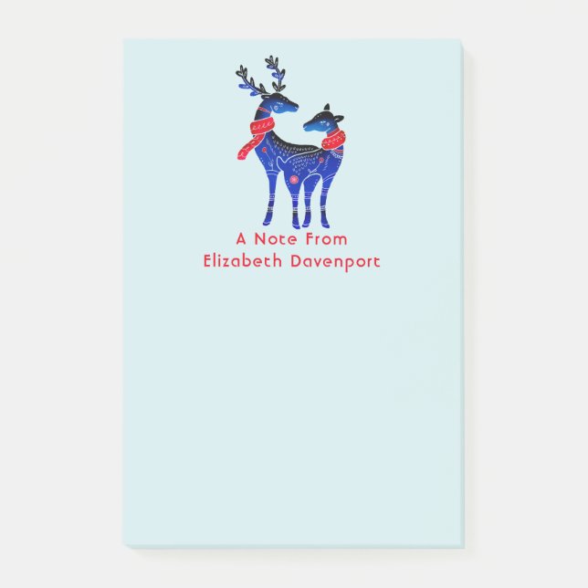 Post-it® Blue Nordic Christmas Reindeer Pair (Devant)