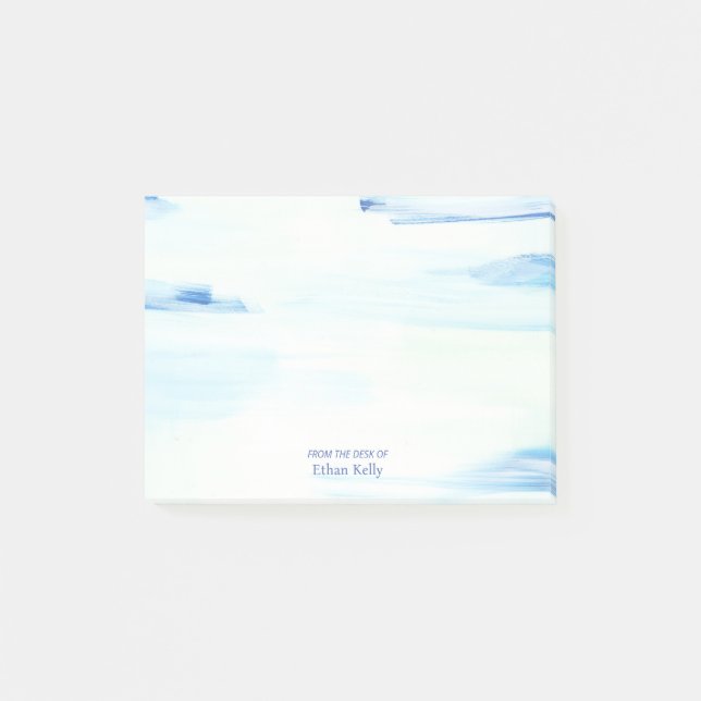 Post-it® Blue Ocean Abstrait Art Nom personnalisé (Devant)