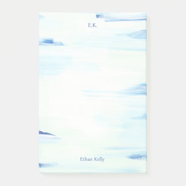 Post-it® Blue Ocean Abstrait Art Nom personnalisé (Devant)