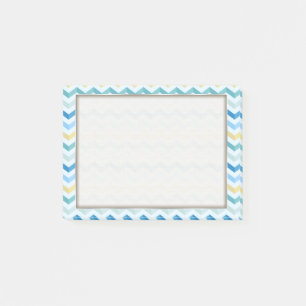 Post-it® Blue Ocean Shore Chevron Stripes avec Monogramme r