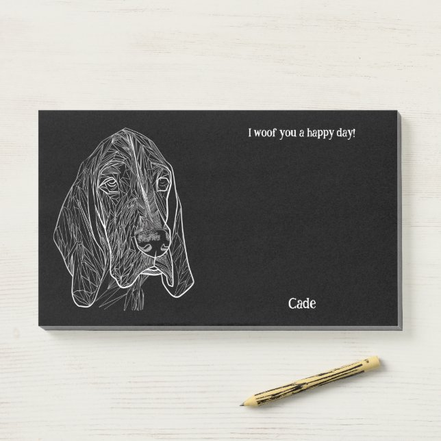 Post-it® Bluetick Coonhound Art Abstrait Nom du chien (Sur un bureau)