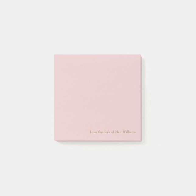 Post-it® Blush & Gold du bureau du nom de l'enseignant (Devant)