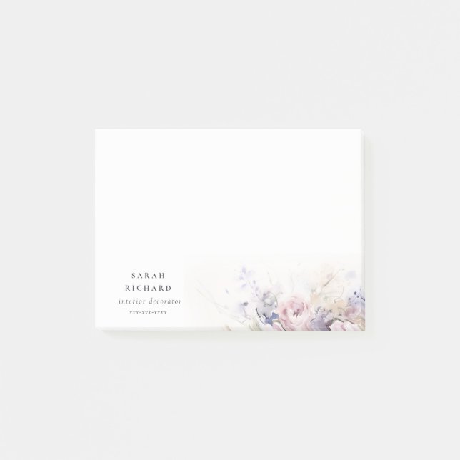 Post-it® Blush Lilac Aquarelle Rose Floral Bunal Business (Devant)
