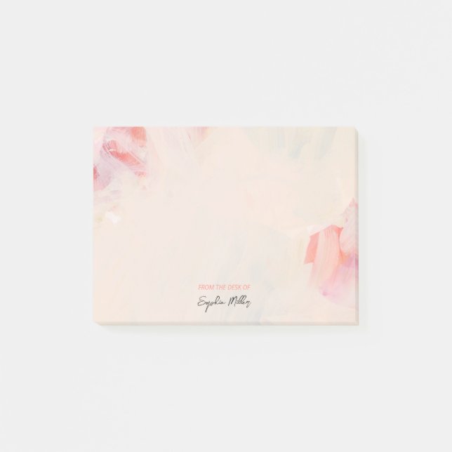 Post-it® Blush rose Floral Art Abstrait Nom personnalisé (Devant)