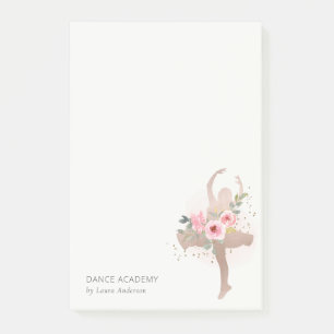 Post-it® Blush Rose Gold Floral Dance Academy Logo