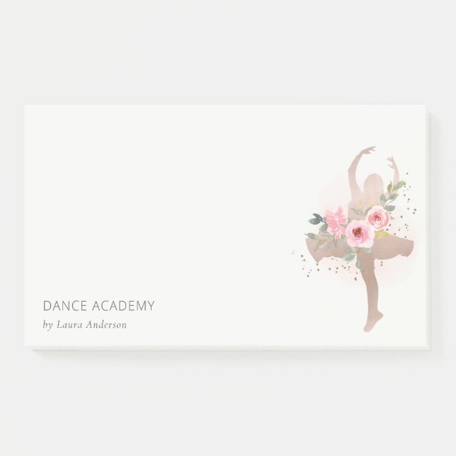 Post-it® Blush Rose Gold Floral Dance Academy Logo (Devant)