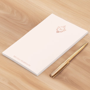 Post-it® Blush Rose Gold Monogramme Élégant Blason Orné
