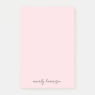 Post-it® Blush rose monogramme personnalisé Chic Minimalist