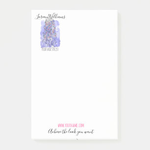 Post-it® Boho Chic Violet Mariée Coiffure Aquarelle Floral