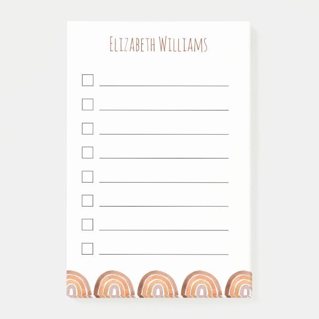 Post-it® Boho Modern Rainbow Nom personnalisé École   (Devant)
