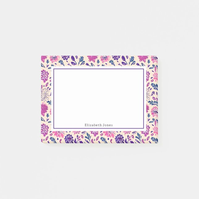 Post-it® Boho Ombre rose + Purple Motif Floral (Devant)