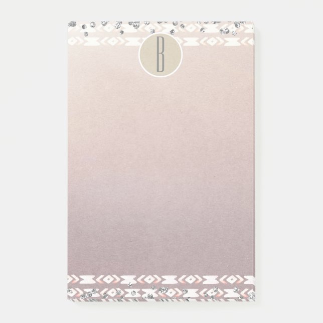 Post-it® Boho Perle Brillance Glam Kraft Rustique Monogramm (Devant)