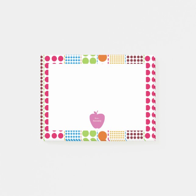 Post-it® Boho pointille le professeur rose d'Apple (Devant)