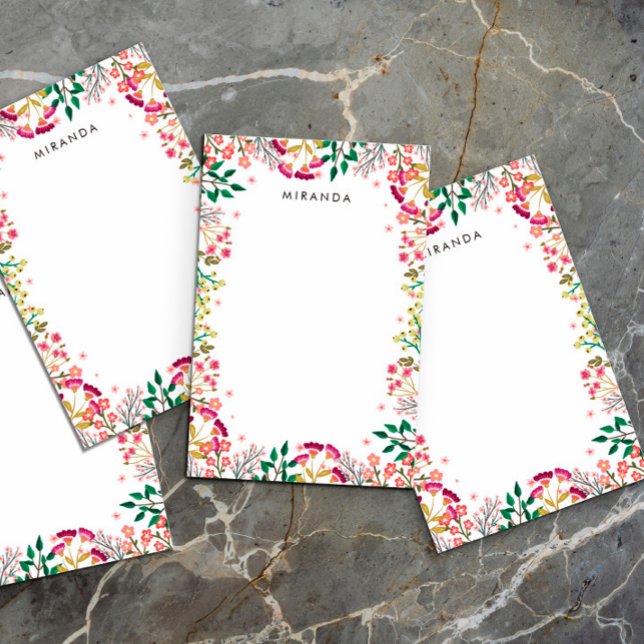 Post-it® Boho rose & violet Fleurs sauvages Ajouter un nom (Créateur téléchargé)