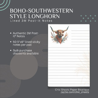 Post-it® Boho-Southwestern Style Longhorn Lined 3M