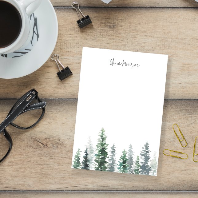 Post-it® Bois | Aquarelles vertes personnalisées (Créateur téléchargé)