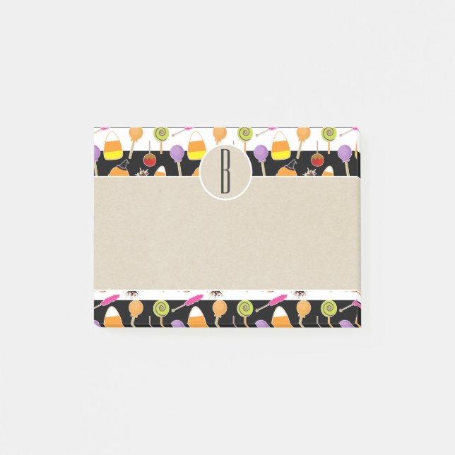 Post-it® Bonbons d'Halloween Kraft Monogramme Initial rusti (Devant)