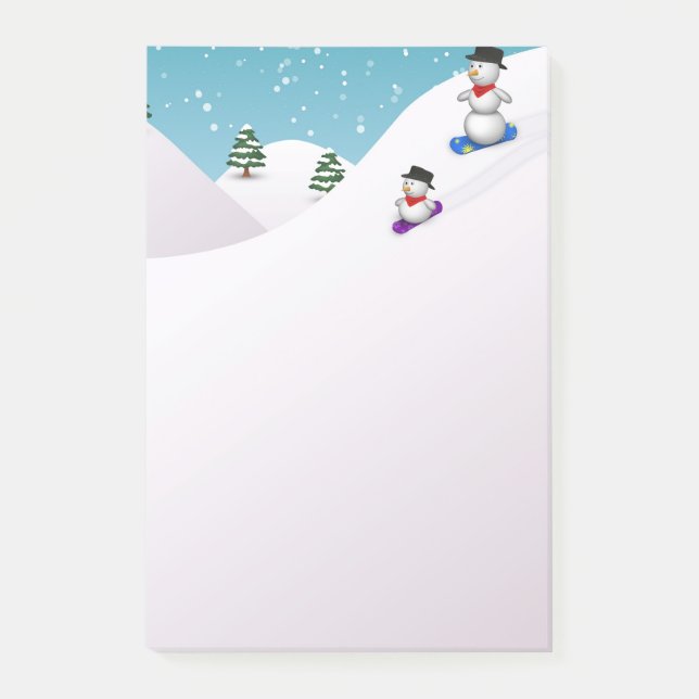 Post-it® Bonhommes de neige mignons en snowboard (Devant)