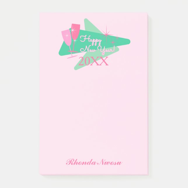 Post-it® Bonne année rose et vert (Devant)