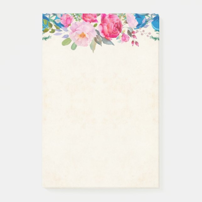 Post-it® Border Pretty Pink et Blue Flower (Devant)