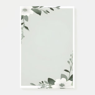 Post-it® Bordure de superposition de fleurs en vert sauge