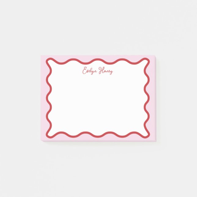 Post-it® Bordure de Zigzag rouge rouge rose vif (Devant)