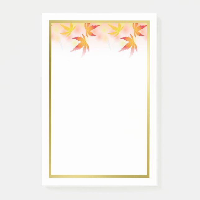 Post-it® Bordure d'or des feuilles d'automne | Bloc-notes s (Devant)