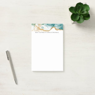 Post-it® Bordure dorée Émeraude verte Moderne Tendance Aqua