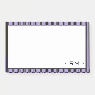 Post-it® Bordure en rayures pastel violet noir   Monogramme