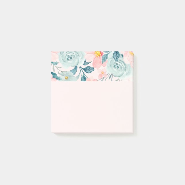 Post-it® Bordure florale rose et verte (Devant)